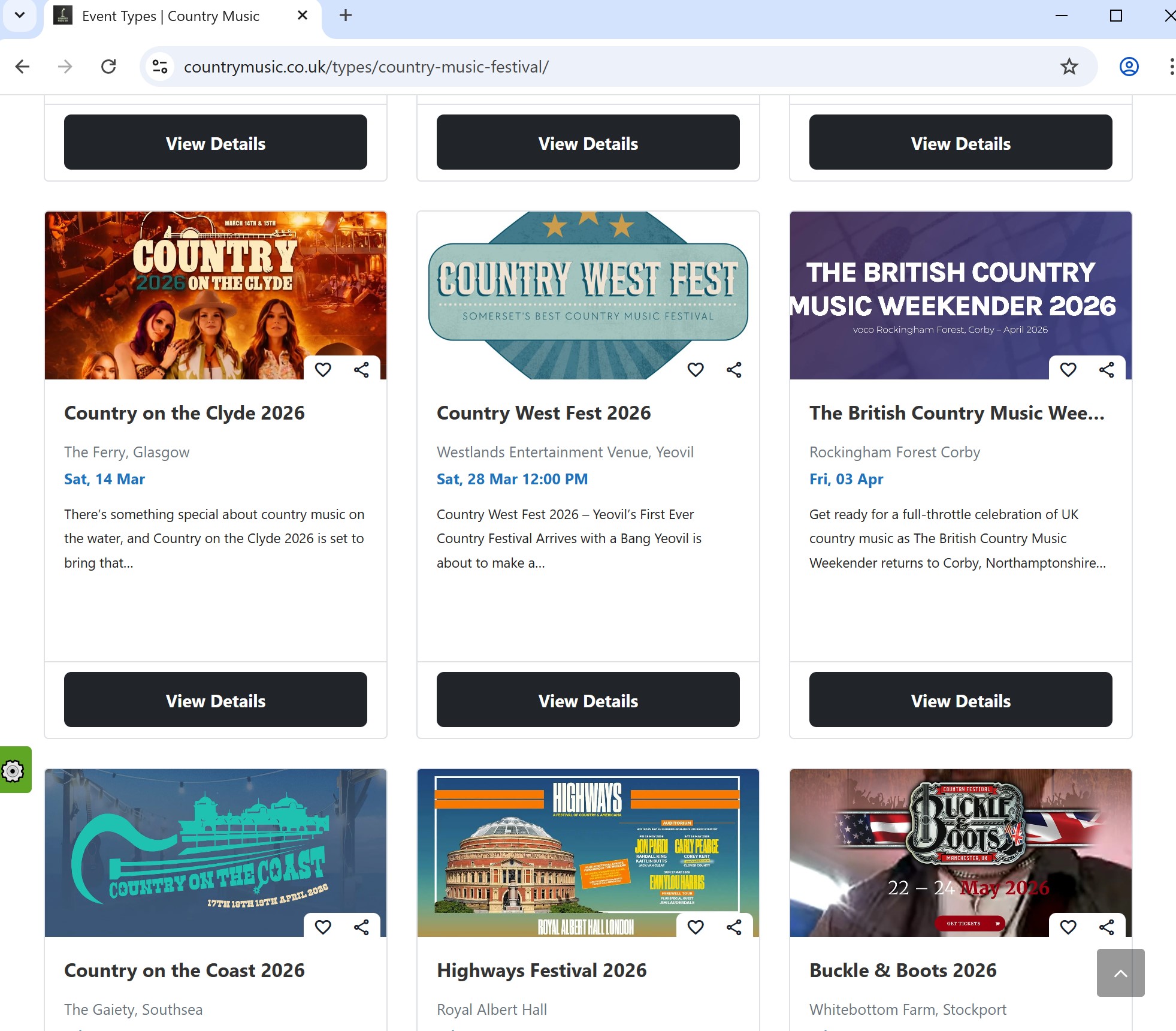 countrymusic.co.uk listings