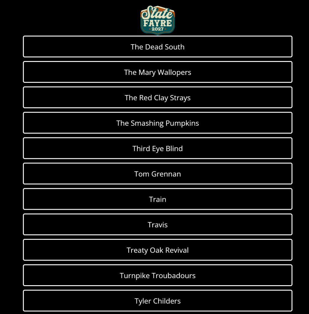 State Fayre's 2027 Wish List - the list goes on...