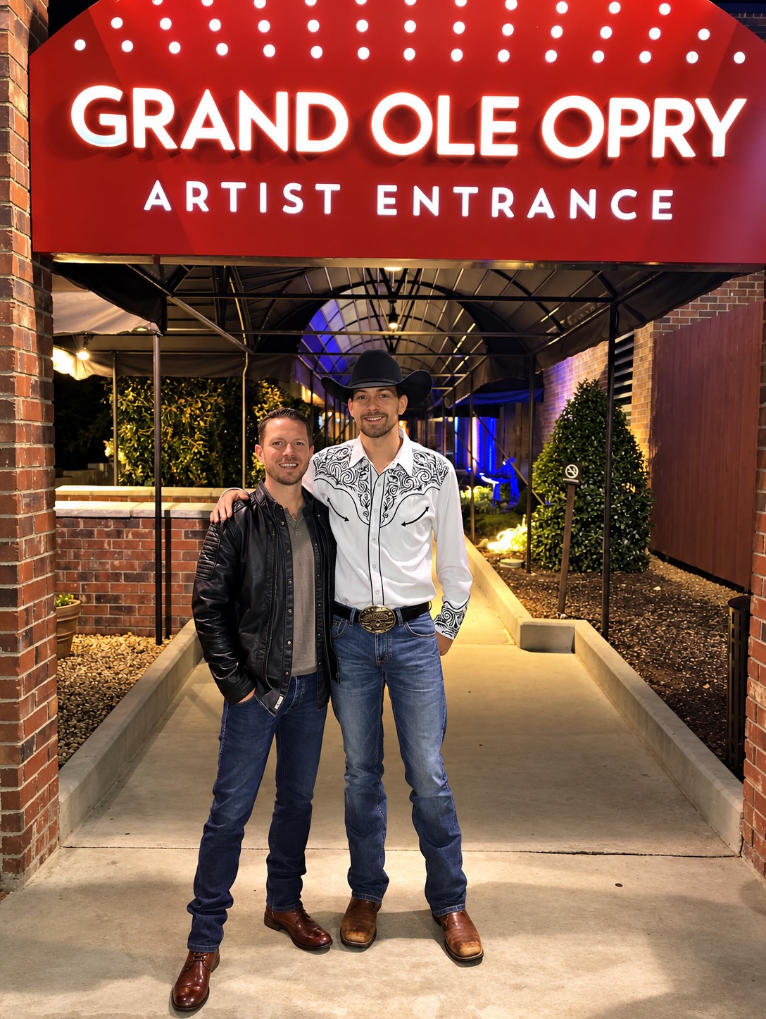 grand ole opry artist entrance Gary Quinn and William Michael Morgan at the grand ole opry artist entrance